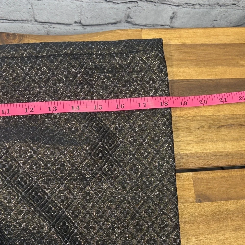 LOFT Elegant Black and Gold Patterned Mini Skirt